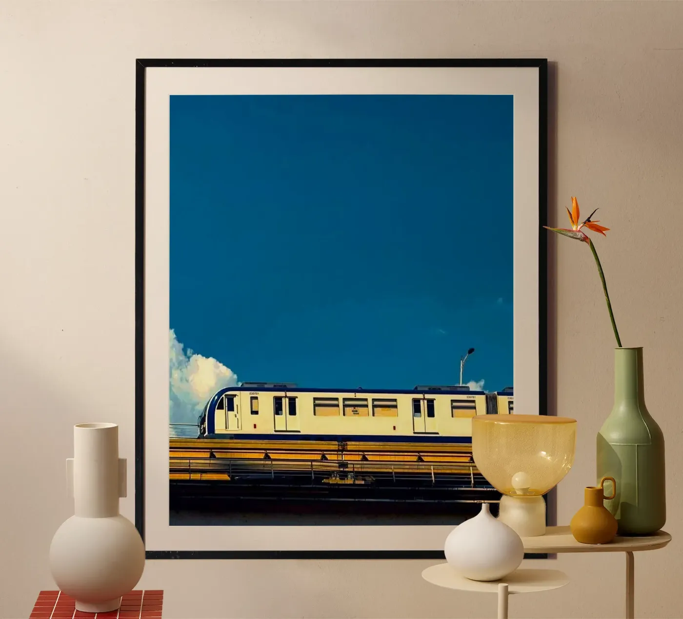 train in sunset poster by juli