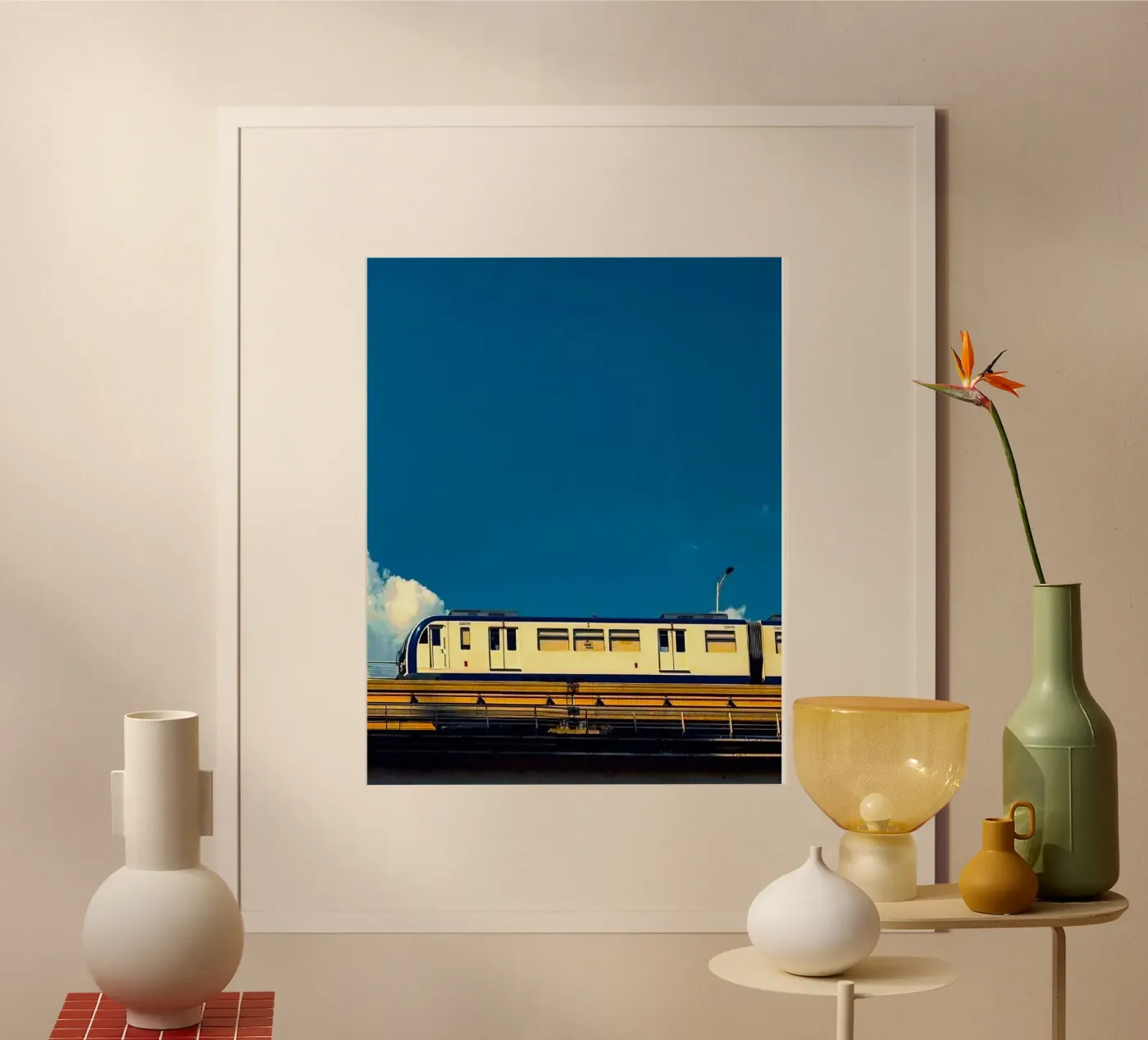 train in sunset poster by juli