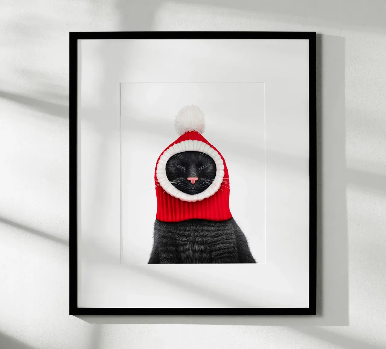 Gatto nero con cappello rosso carta hahnemühle da Leonard