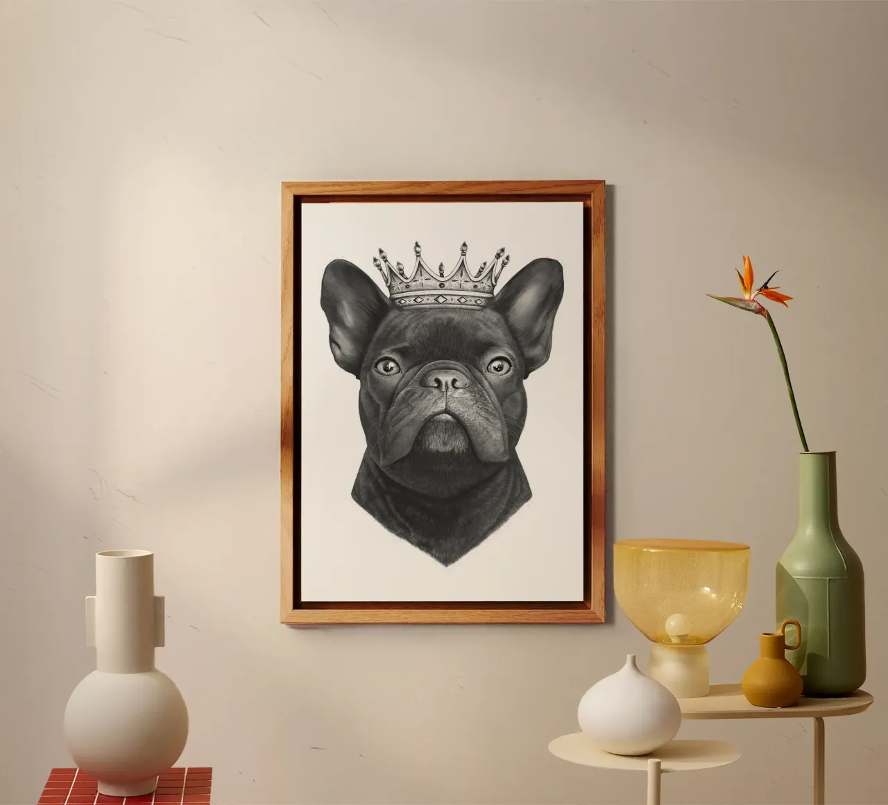 Re bulldog francese alluminio dibond da Leonard