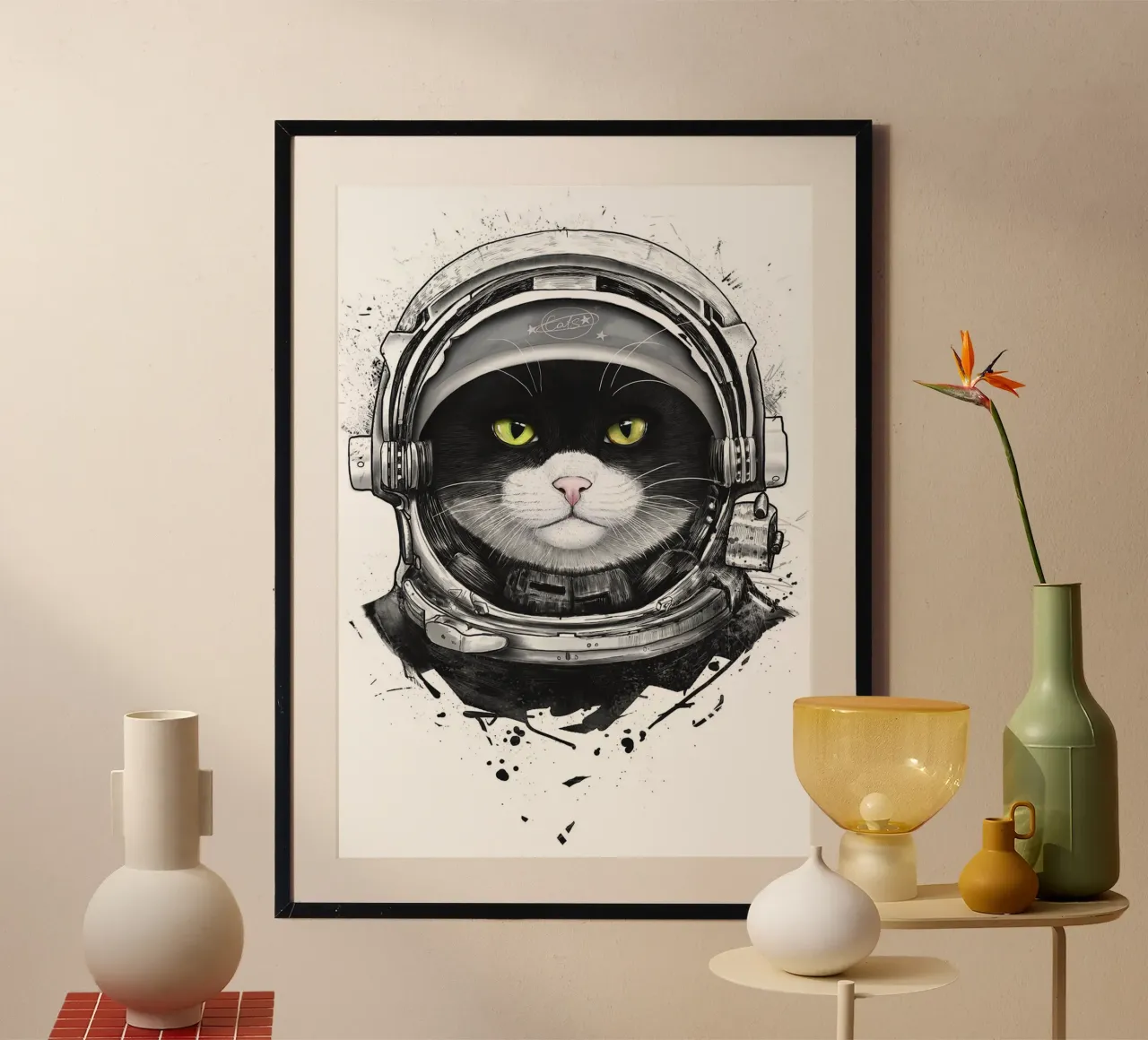 Gatto cosmico carta hahnemühle da Leonard