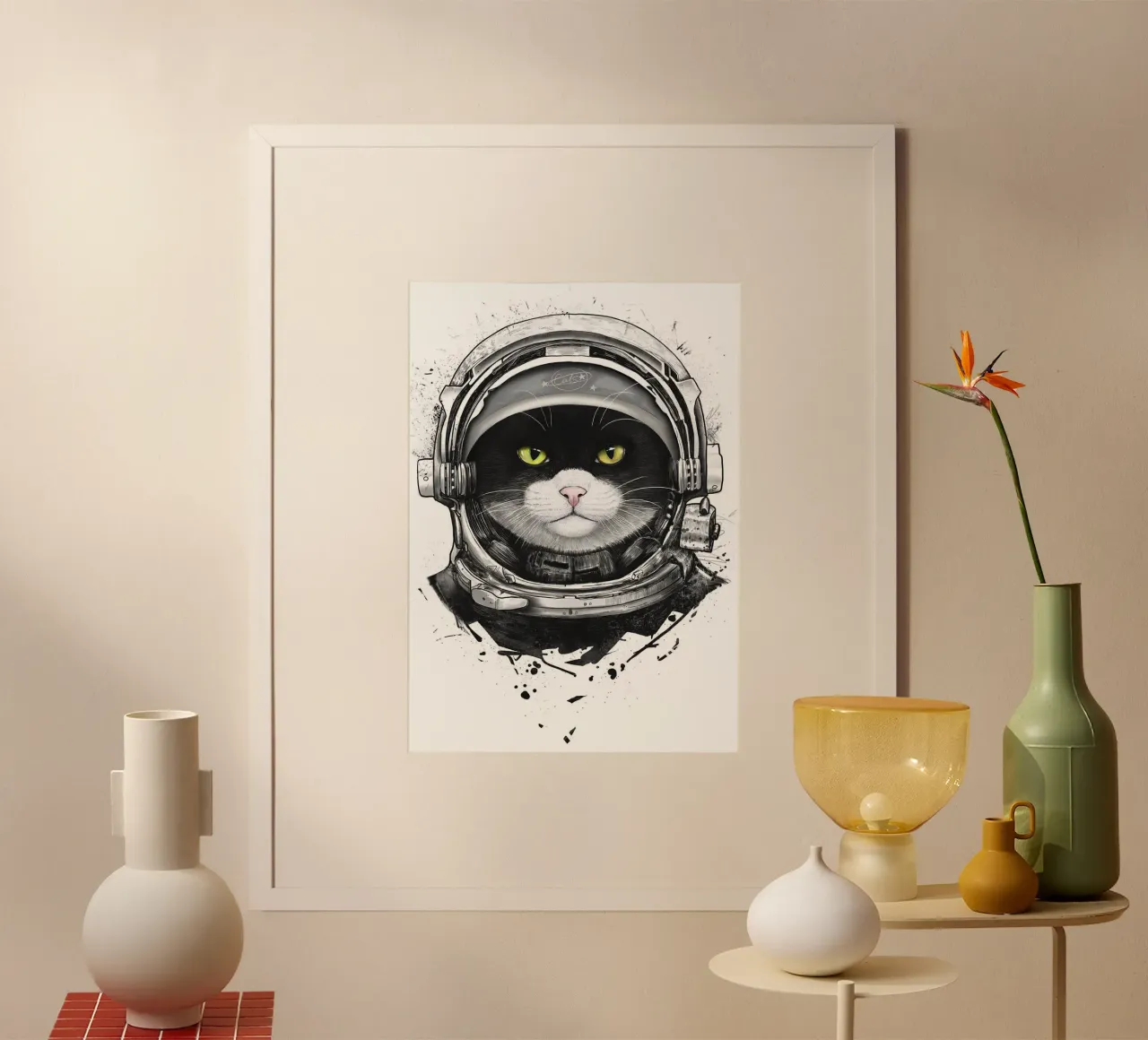 Gatto cosmico carta hahnemühle da Leonard