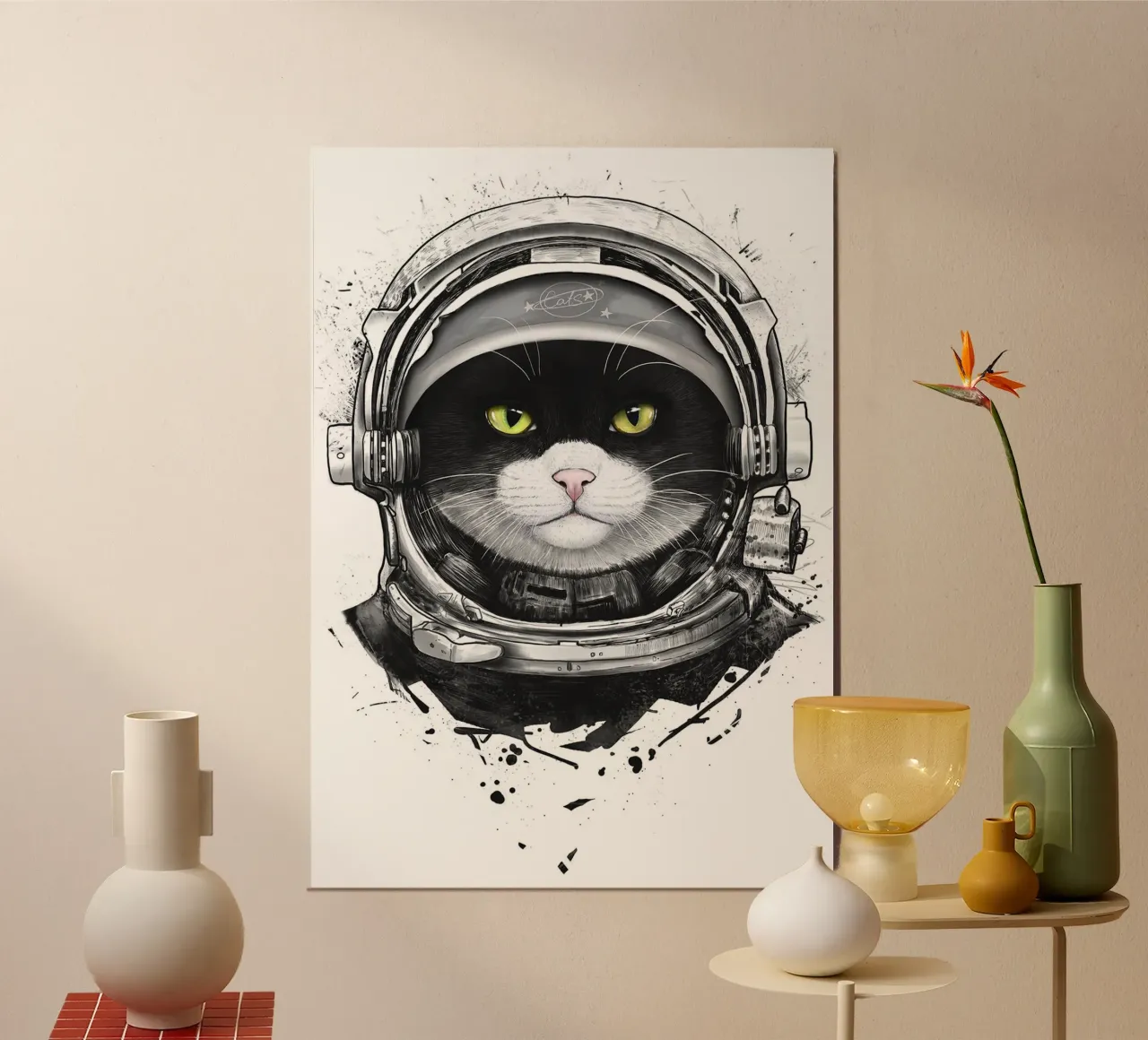 Gatto cosmico carta hahnemühle da Leonard