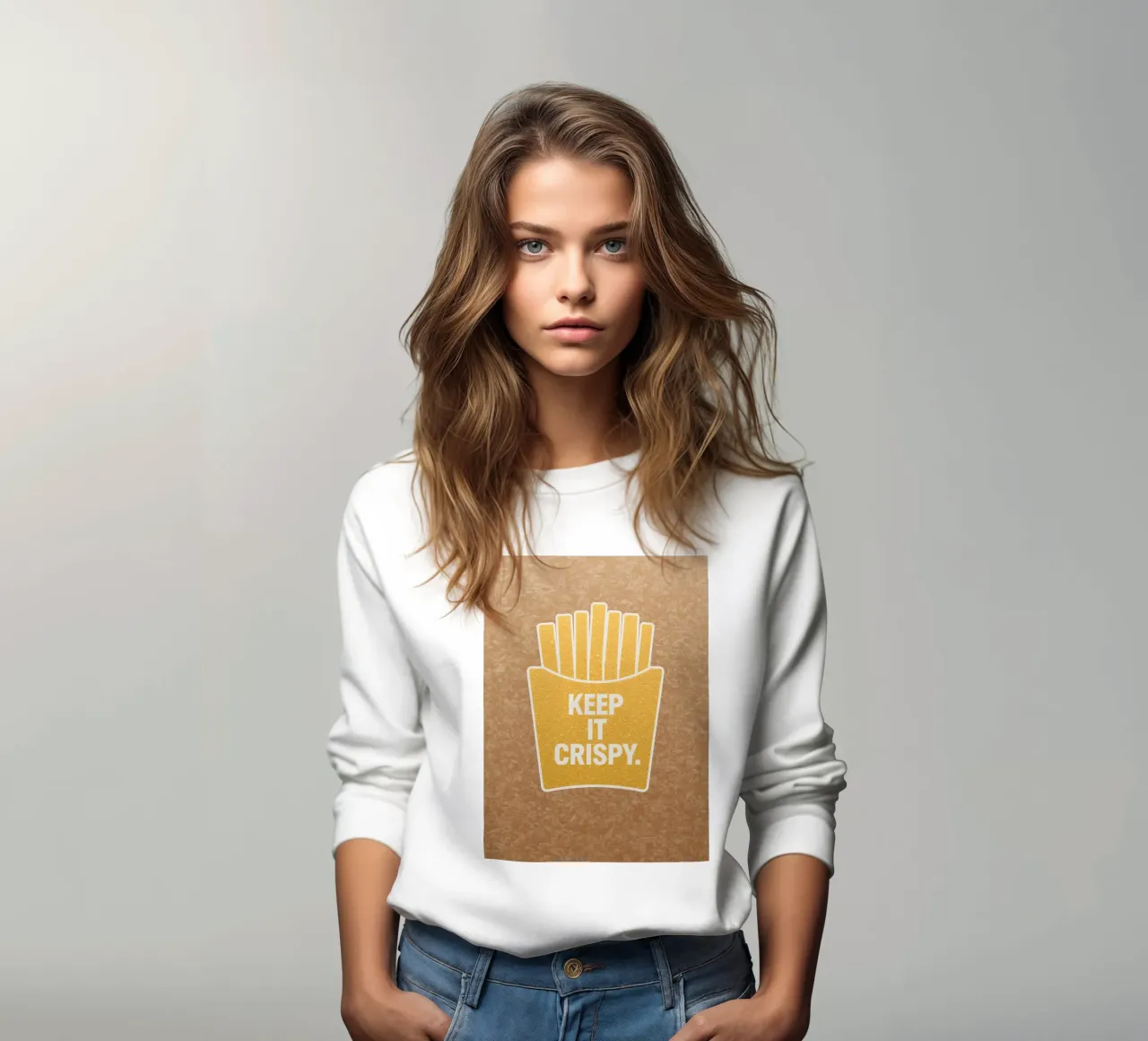 Patatine fritte dorate con "KEEP IT CRISPY felpa da DesignDoodle