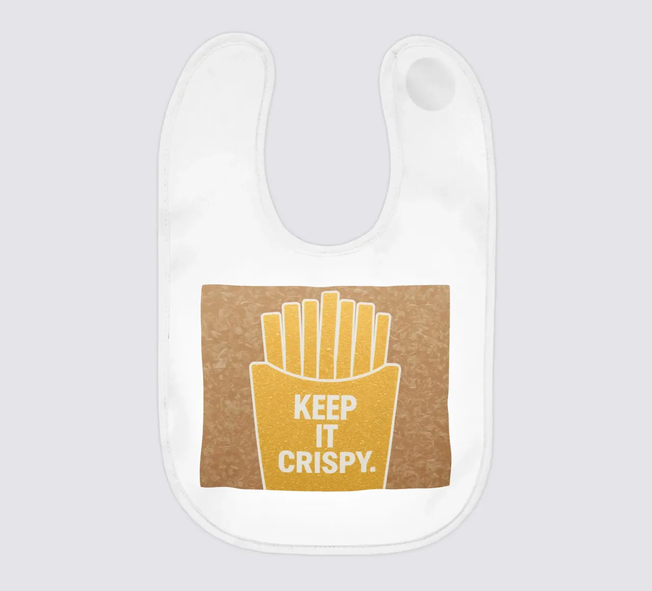Patatine fritte dorate con "KEEP IT CRISPY bavaglino da DesignDoodle