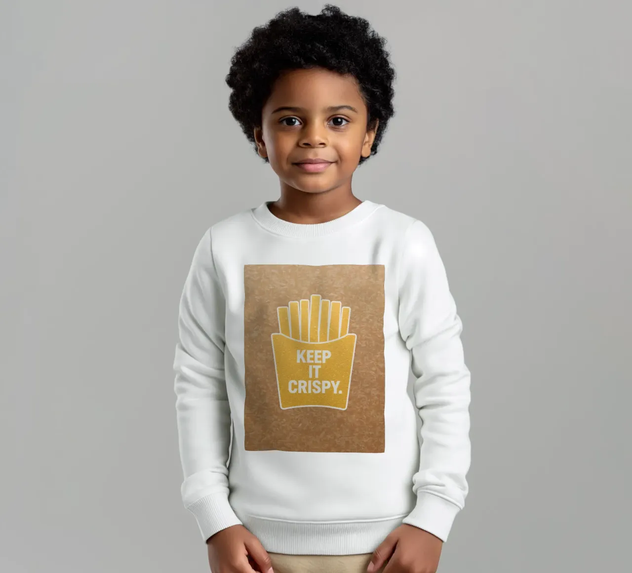 Patatine fritte dorate con "KEEP IT CRISPY felpa bambino da DesignDoodle