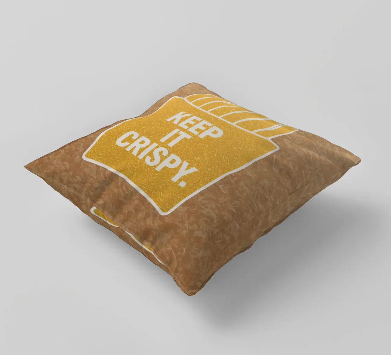 Patatine fritte dorate con "KEEP IT CRISPY cuscino da DesignDoodle