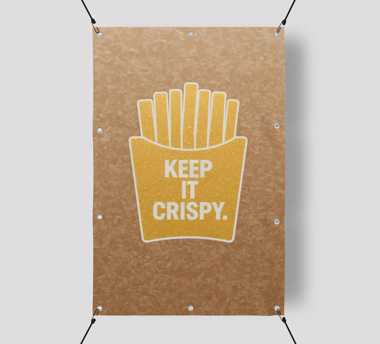 Patatine fritte dorate con "KEEP IT CRISPY telo in pvc da DesignDoodle