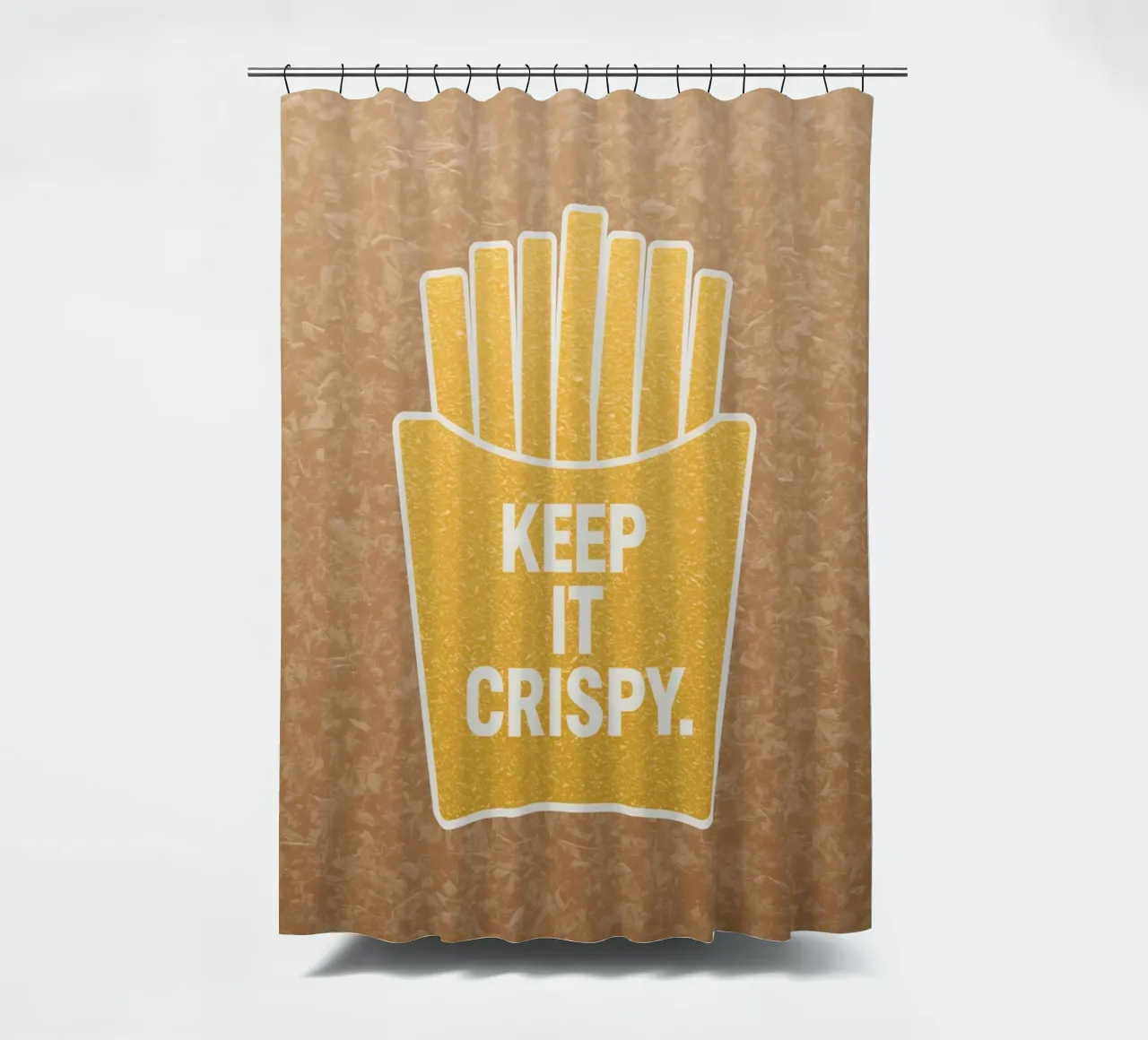 Patatine fritte dorate con "KEEP IT CRISPY tenda da doccia da DesignDoodle