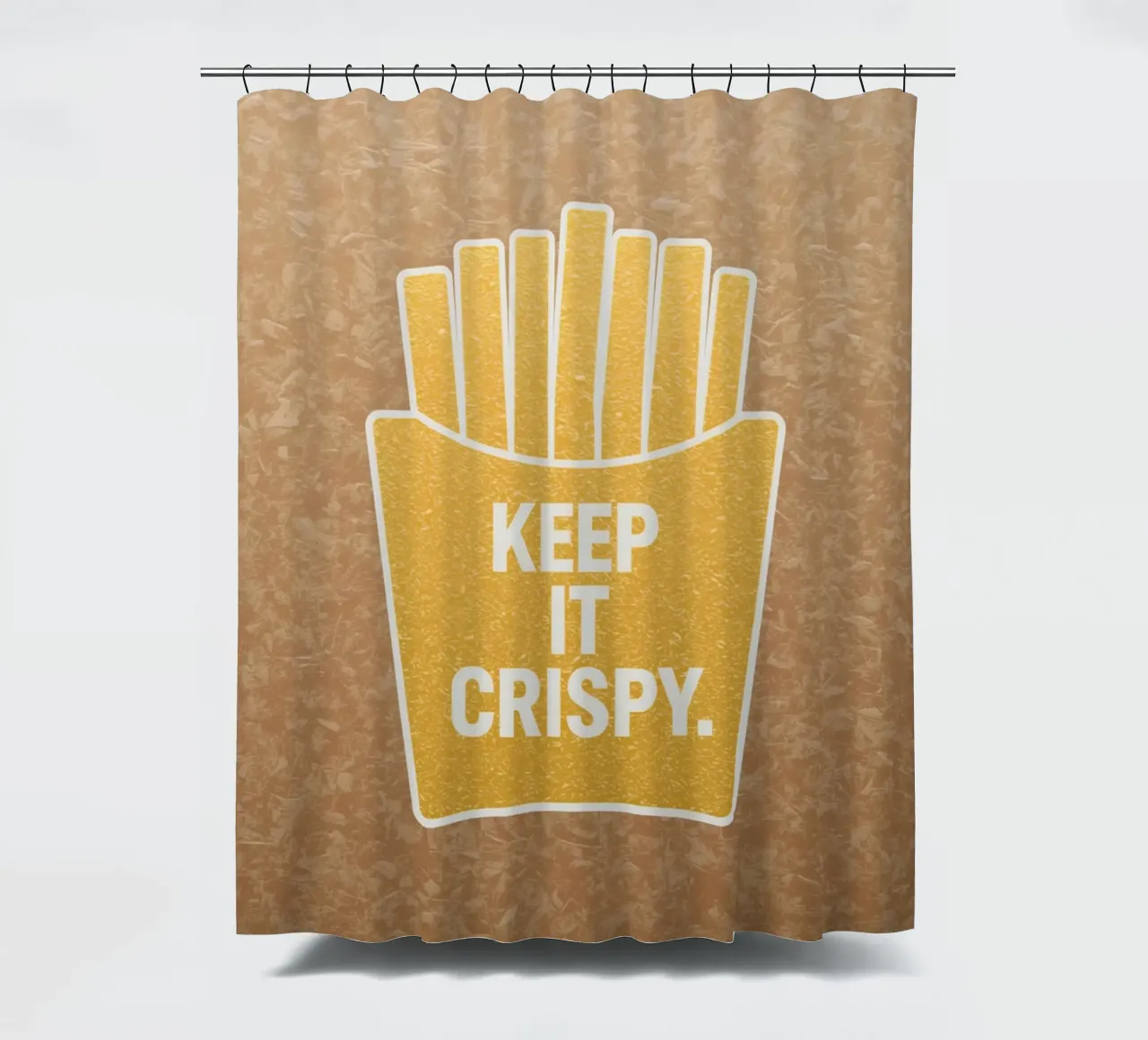 Patatine fritte dorate con "KEEP IT CRISPY tenda da doccia da DesignDoodle