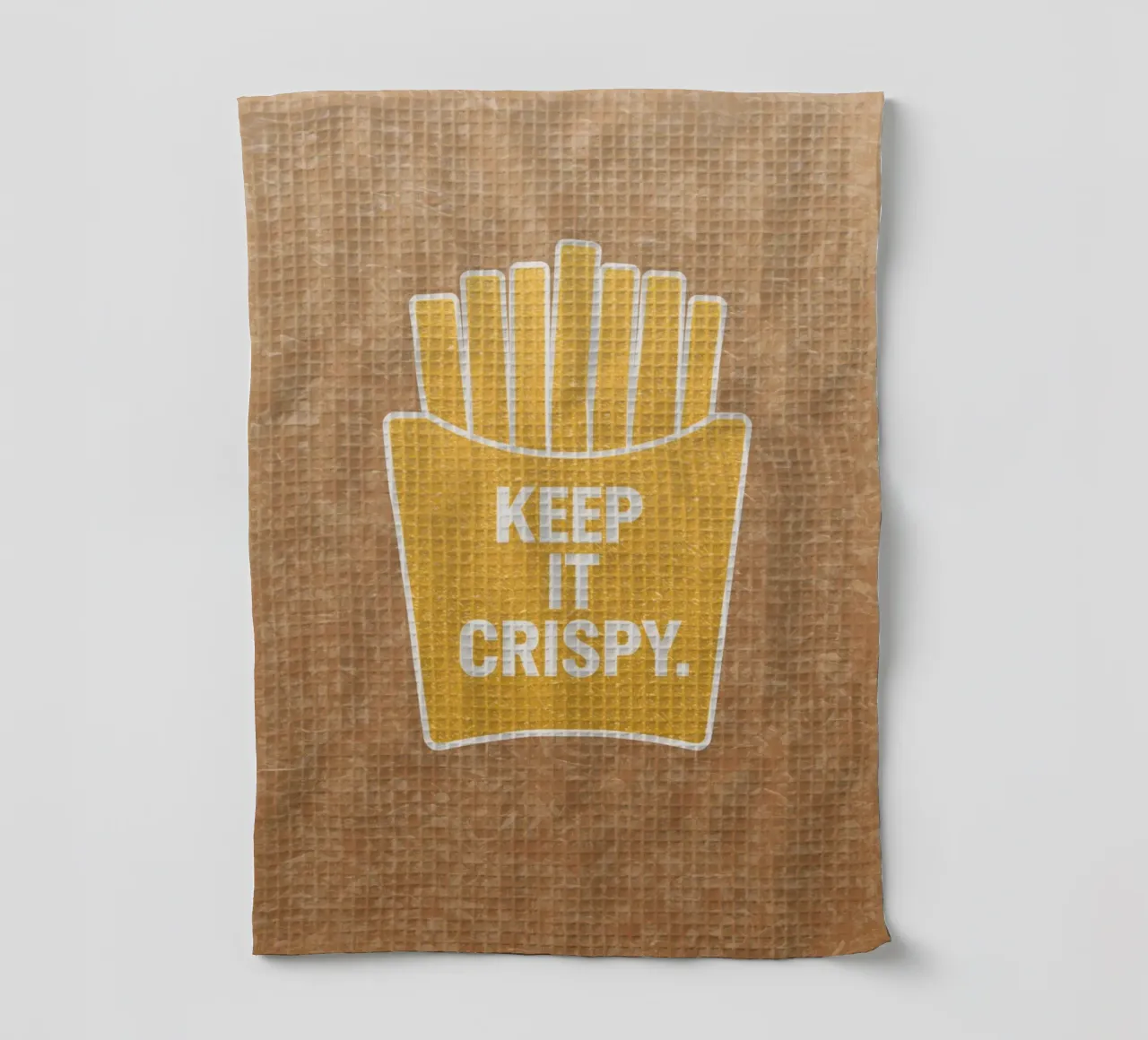 Patatine fritte dorate con "KEEP IT CRISPY canovaccio da cucina da DesignDoodle