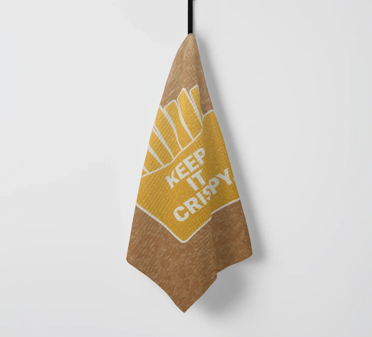 Patatine fritte dorate con "KEEP IT CRISPY canovaccio da cucina da DesignDoodle