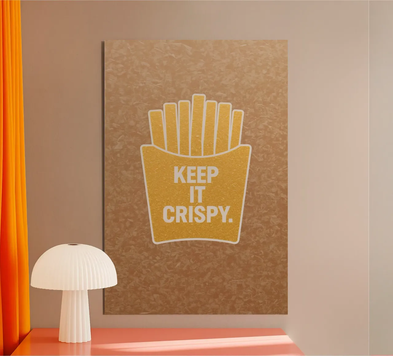 Patatine fritte dorate con "KEEP IT CRISPY alluminio dibond da DesignDoodle