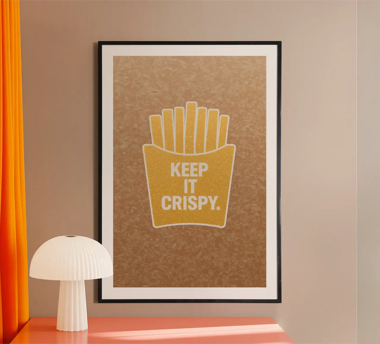 Goldene Pommes frites mit "KEEP IT CRISPY" Hahnemühle von DesignDoodle