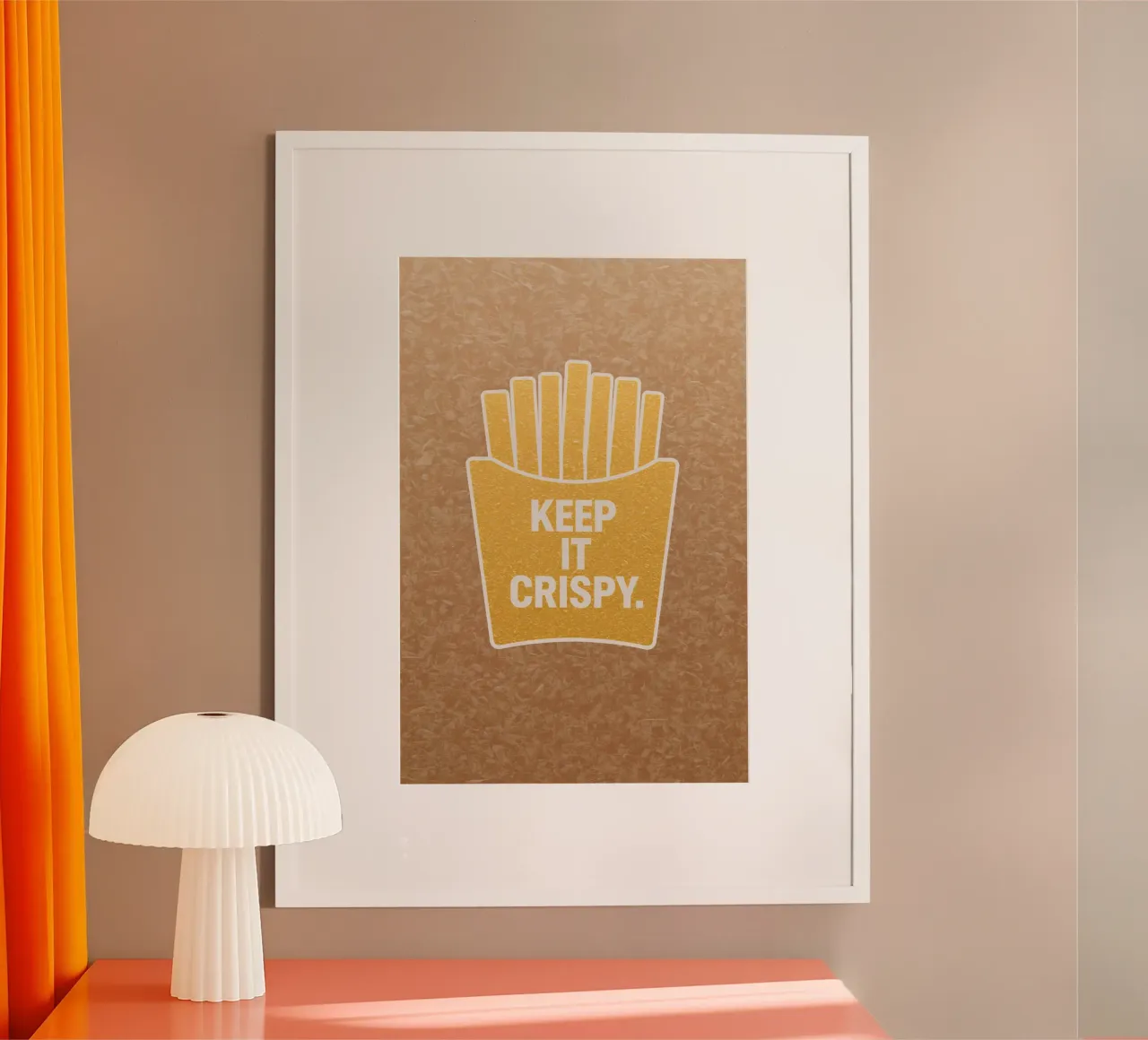 Goldene Pommes frites mit "KEEP IT CRISPY" Hahnemühle von DesignDoodle