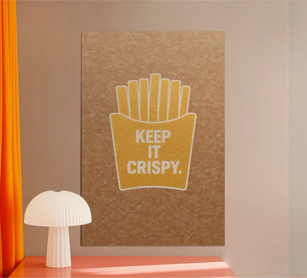 Goldene Pommes frites mit "KEEP IT CRISPY" Hahnemühle von DesignDoodle