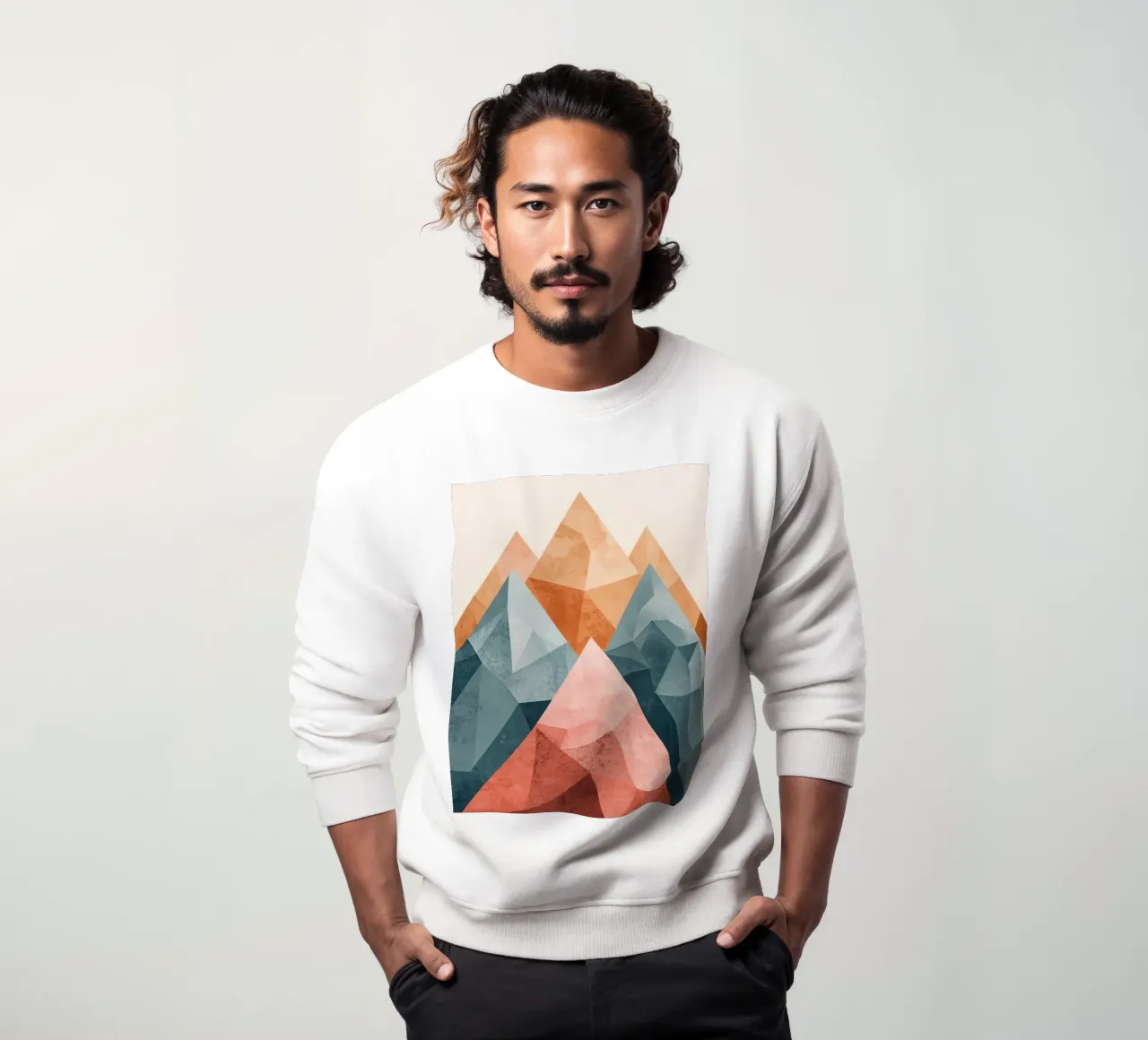 Paesaggio geometrico di montagna con sfaccettature strutturate felpa da DesignDoodle