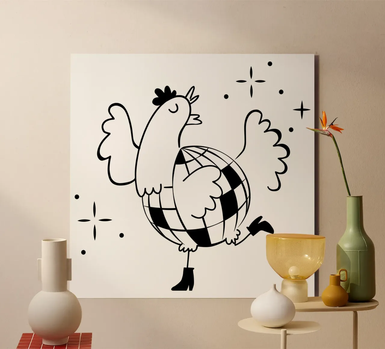 La poule a facette noir alluminio dibond da alice