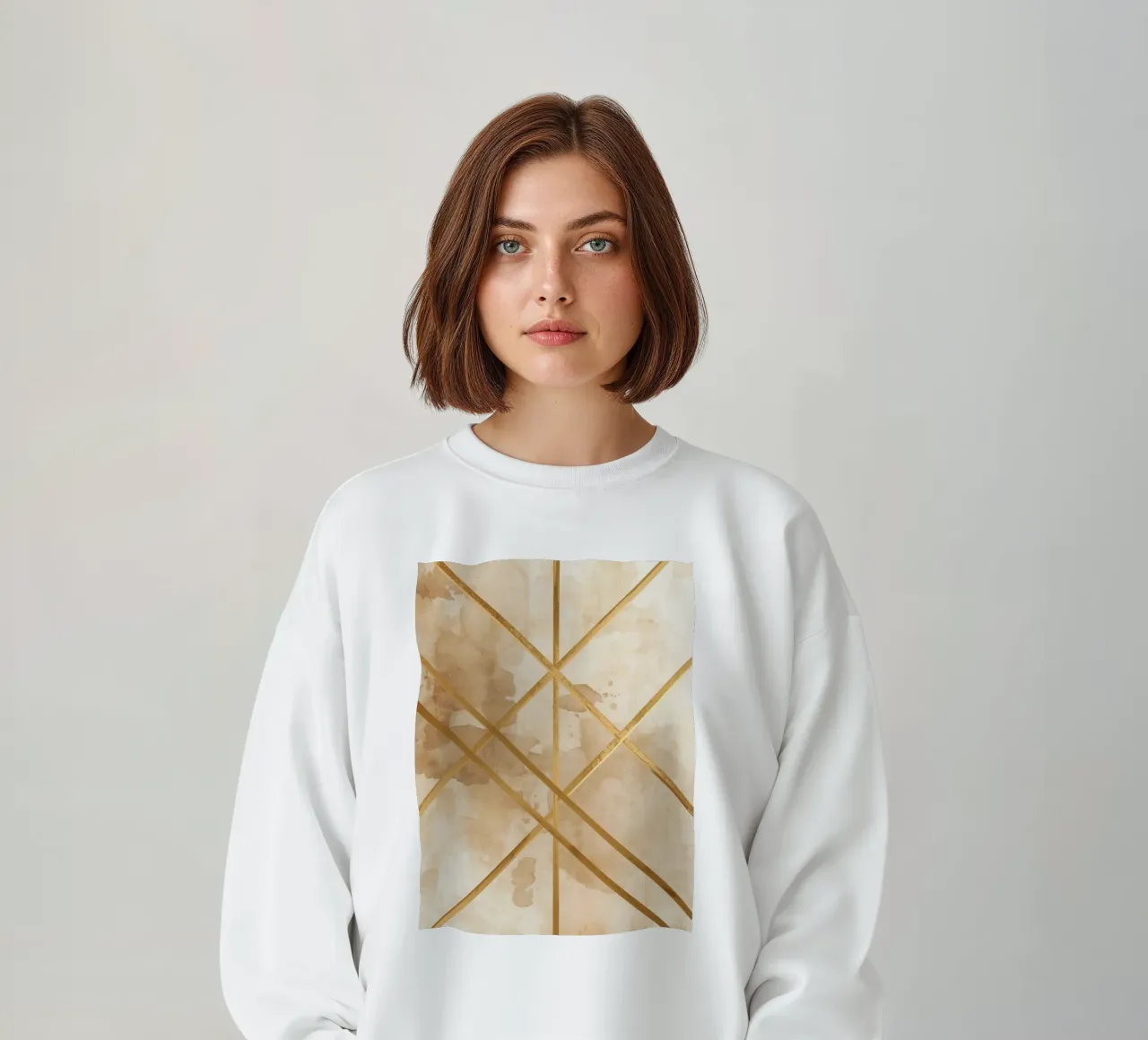 Gold Geometric Pattern on Textured Brown Background felpa da DesignDoodle