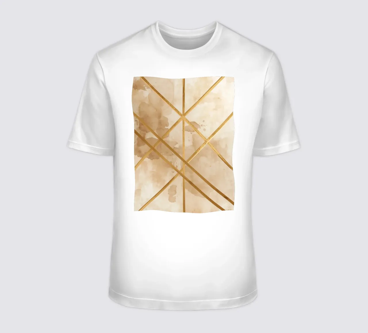 Gold Geometric Pattern on Textured Brown Background t-shirt da DesignDoodle