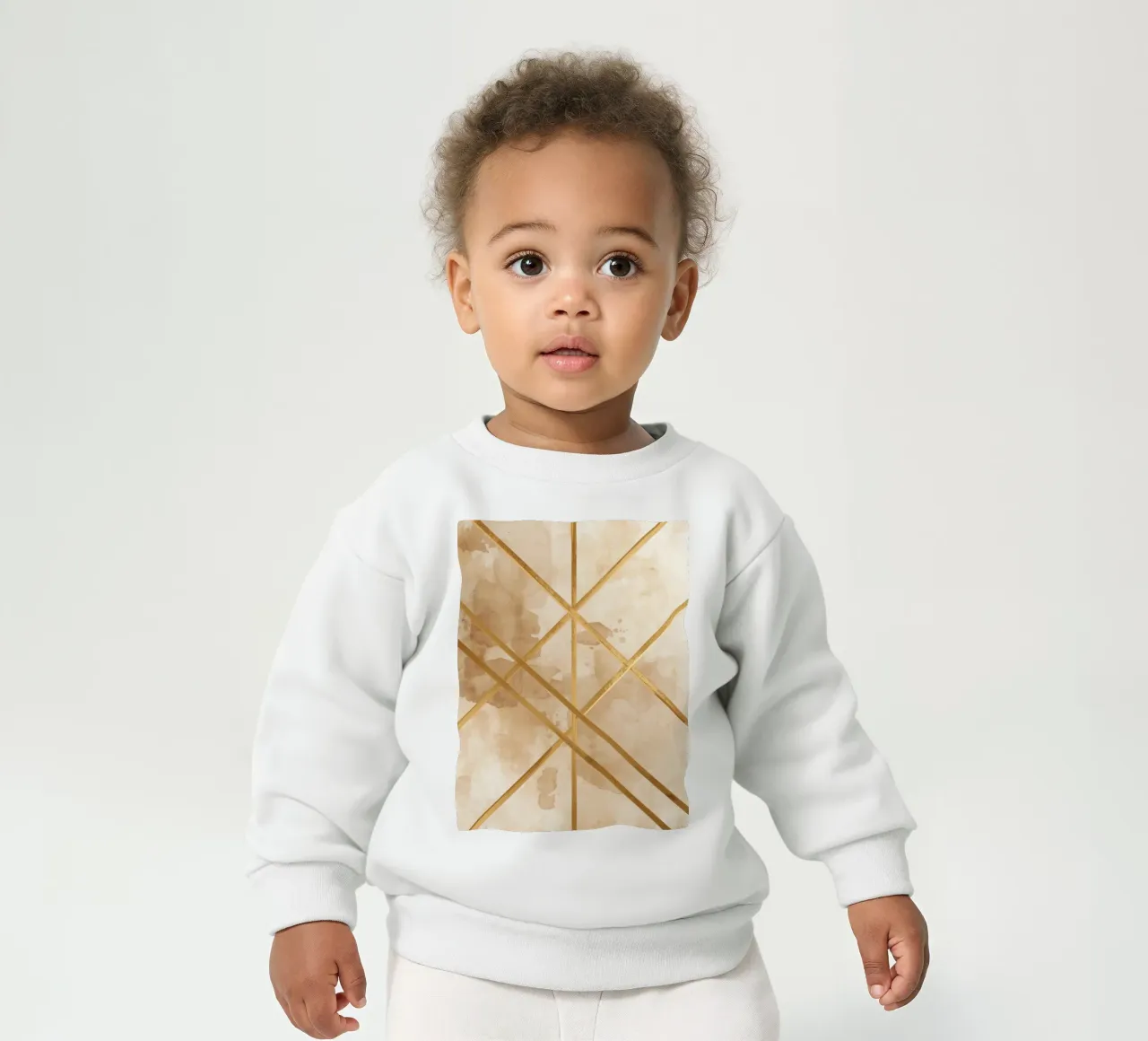 Gold Geometric Pattern on Textured Brown Background felpa neonato da DesignDoodle