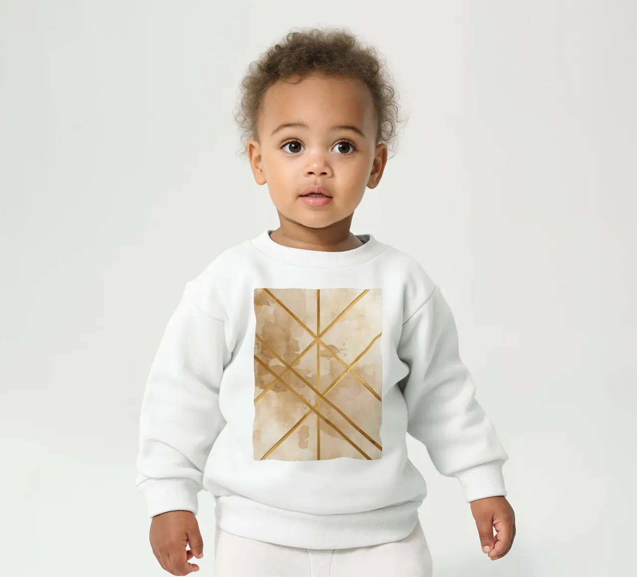 Gold Geometric Pattern on Textured Brown Background felpa neonato da DesignDoodle