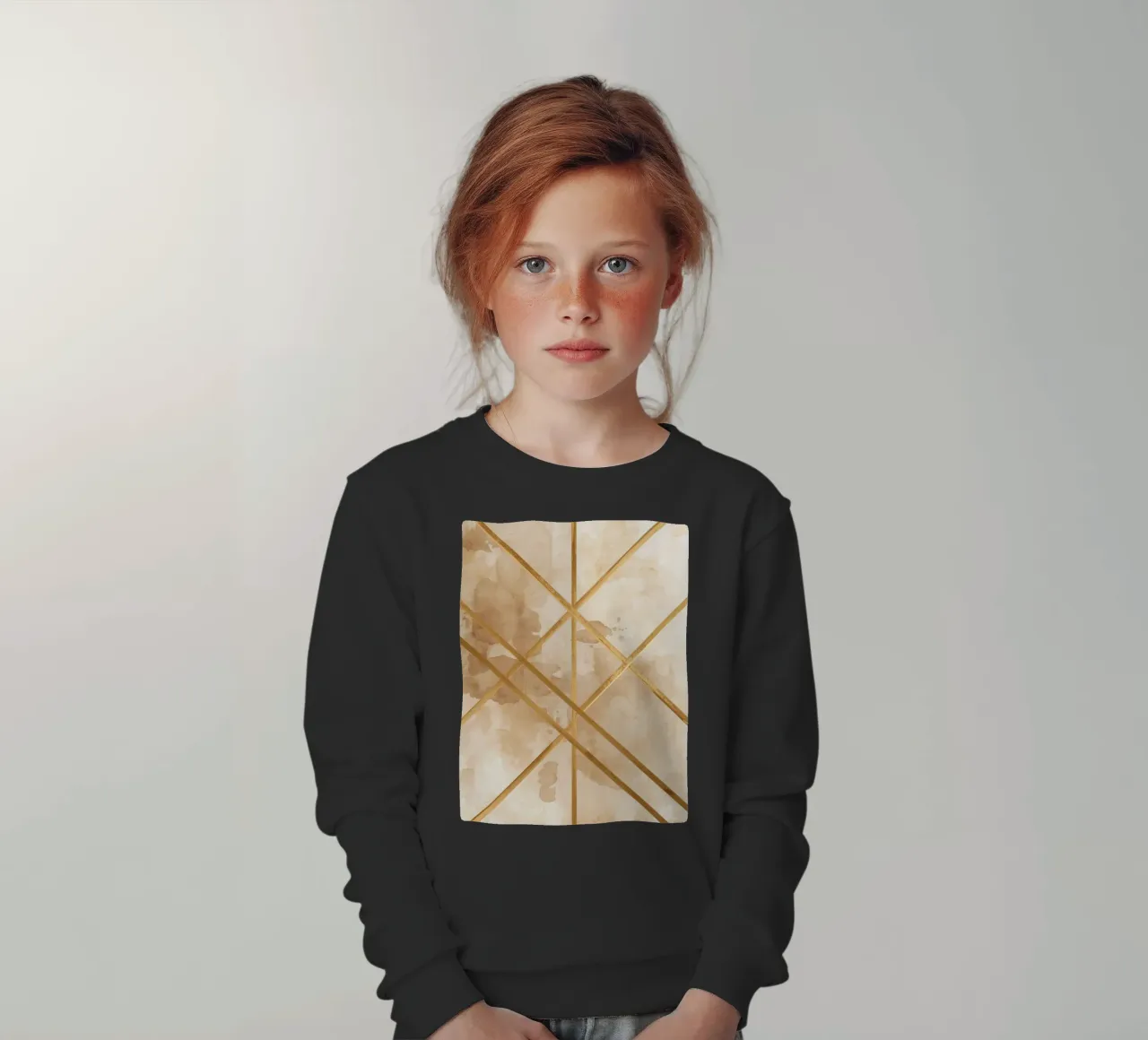 Gold Geometric Pattern on Textured Brown Background felpa bambino da DesignDoodle