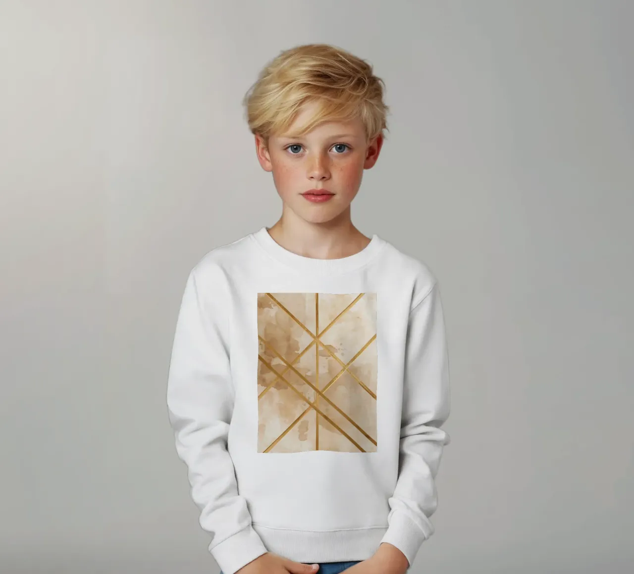 Gold Geometric Pattern on Textured Brown Background felpa bambino da DesignDoodle