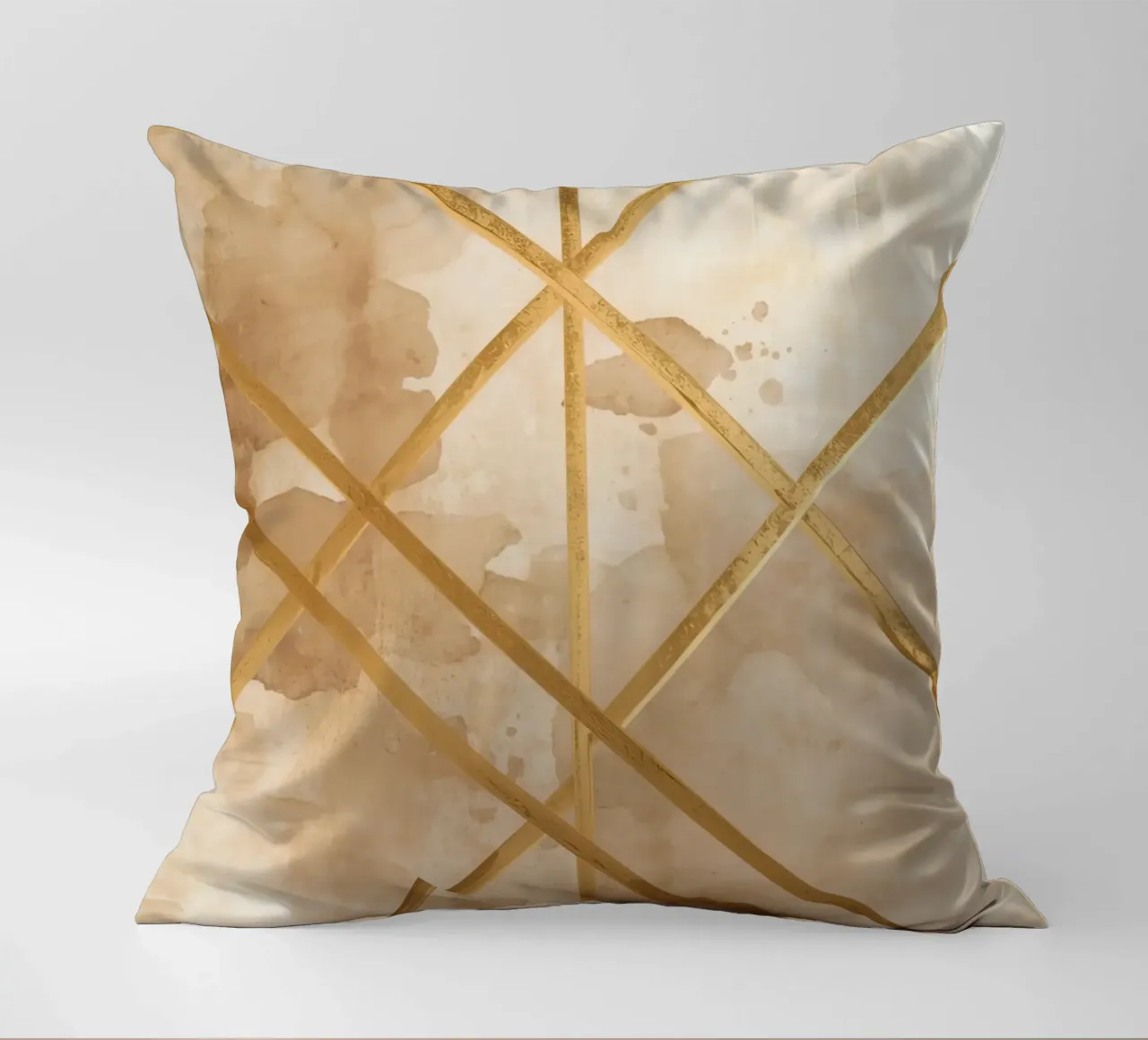 Gold Geometric Pattern on Textured Brown Background cuscino da DesignDoodle