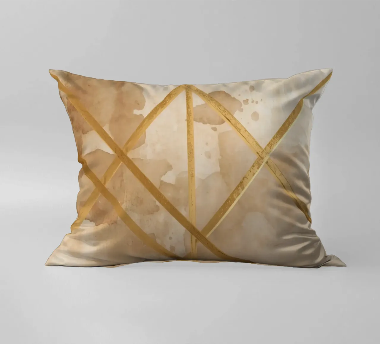 Gold Geometric Pattern on Textured Brown Background cuscino da DesignDoodle