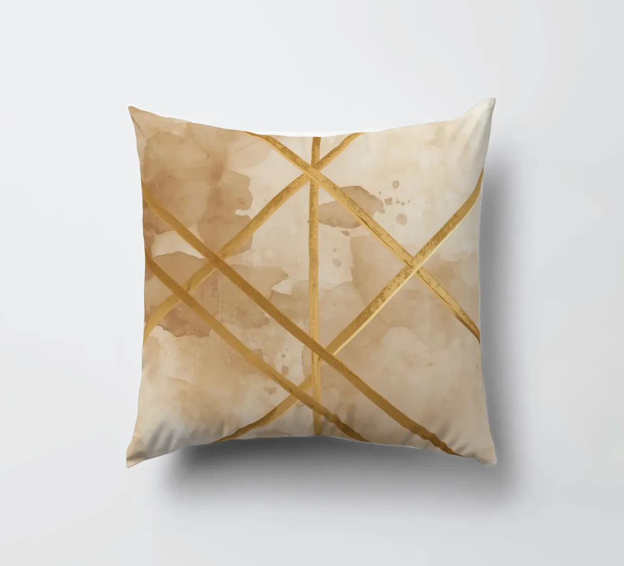 Gold Geometric Pattern on Textured Brown Background cuscino da DesignDoodle