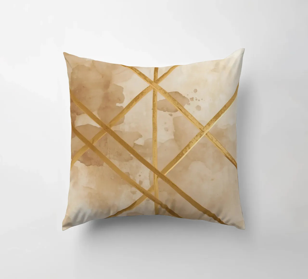 Gold Geometric Pattern on Textured Brown Background cuscino da DesignDoodle