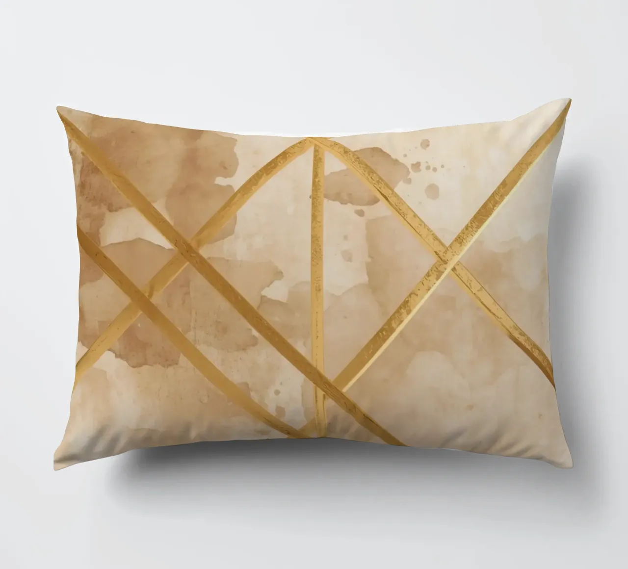Gold Geometric Pattern on Textured Brown Background cuscino da DesignDoodle