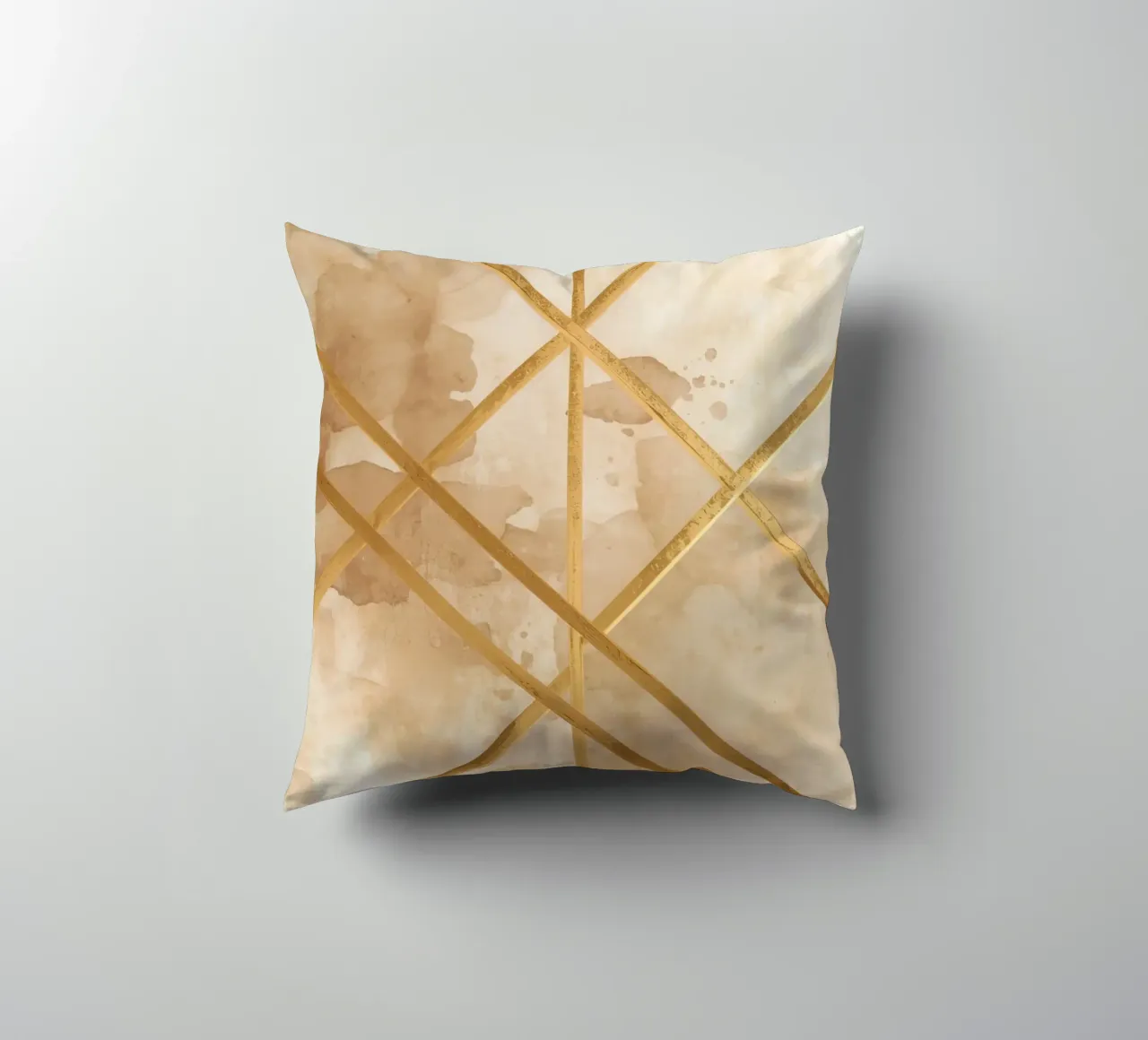 Gold Geometric Pattern on Textured Brown Background cuscino da DesignDoodle