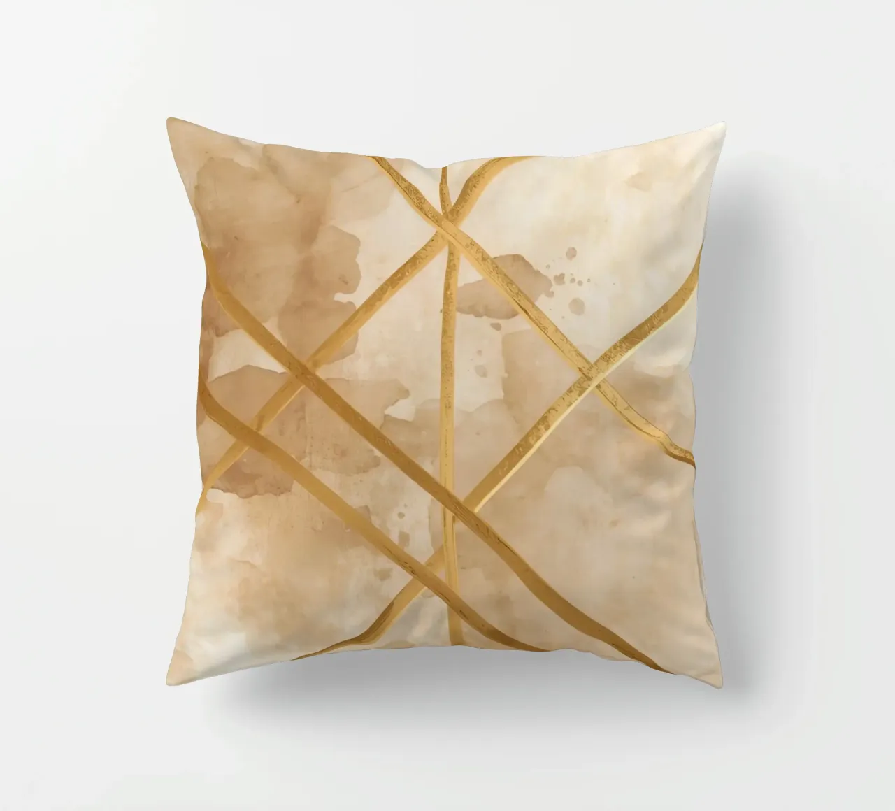 Gold Geometric Pattern on Textured Brown Background cuscino da DesignDoodle