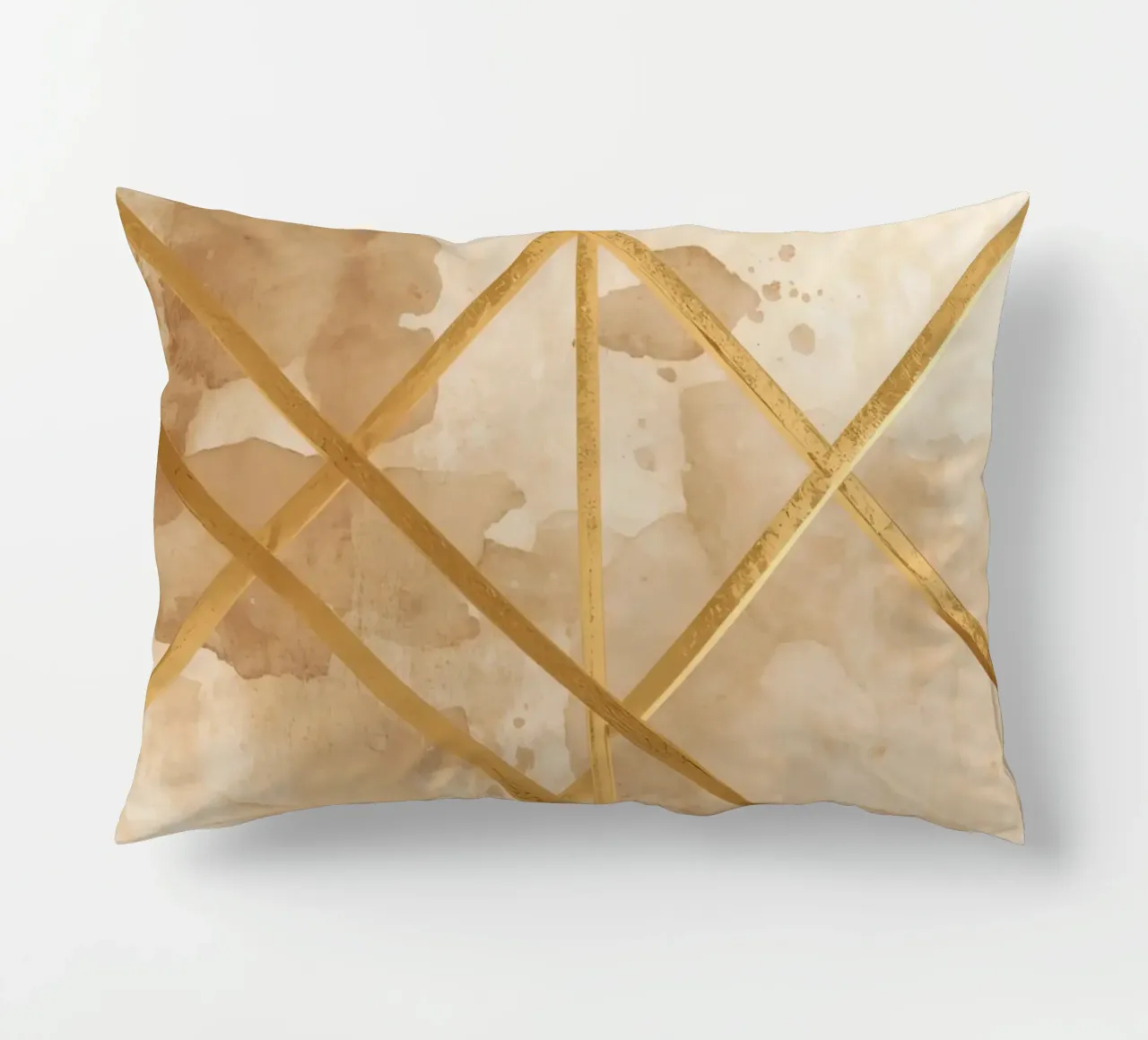 Gold Geometric Pattern on Textured Brown Background cuscino da DesignDoodle