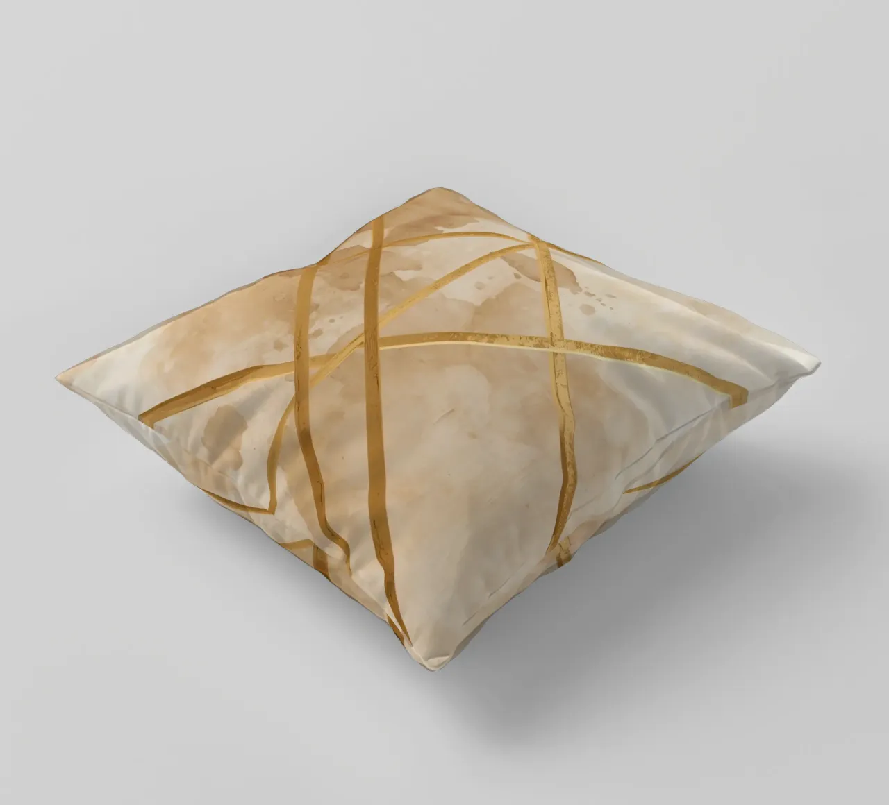 Gold Geometric Pattern on Textured Brown Background cuscino da DesignDoodle