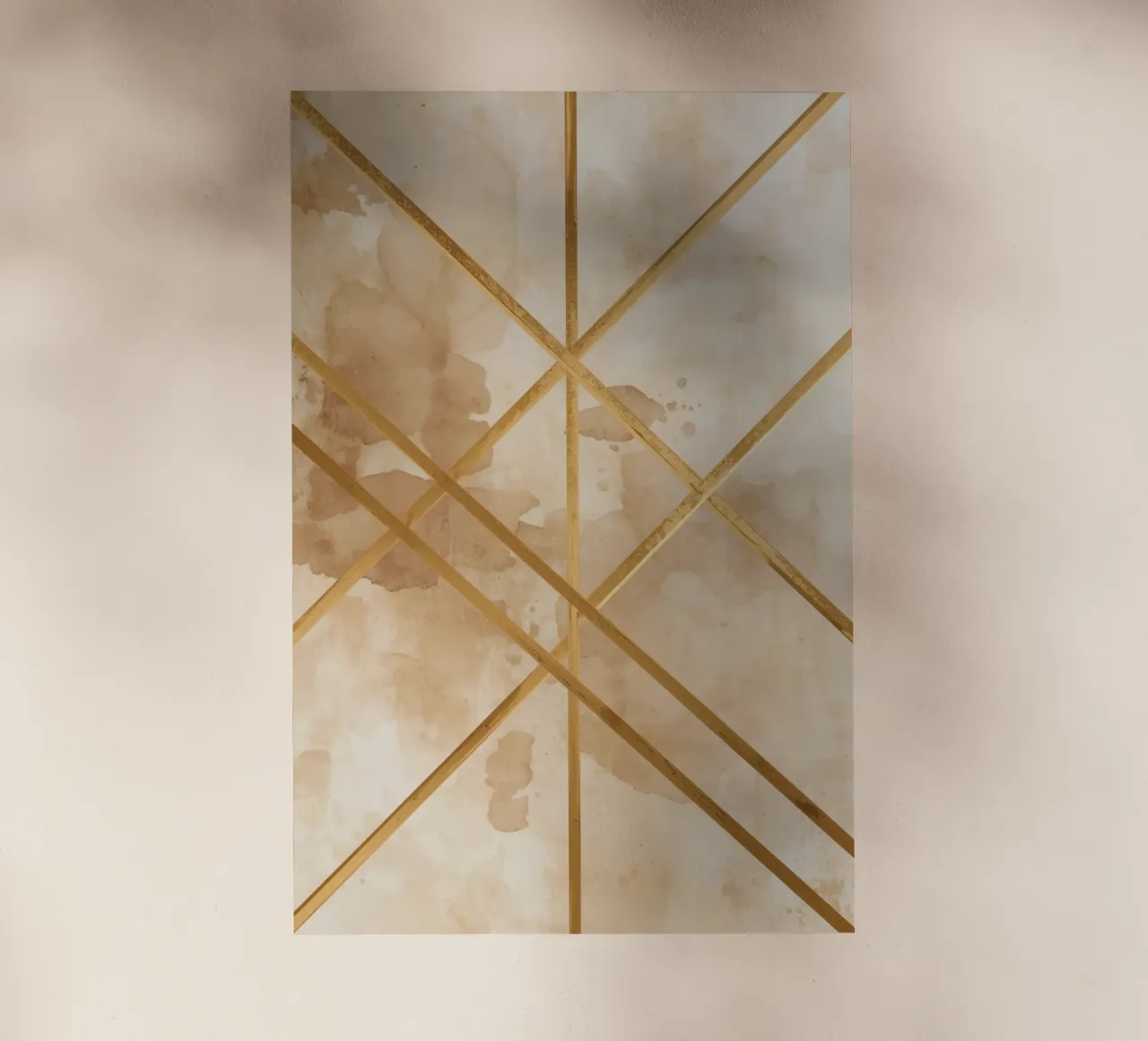 Gold Geometric Pattern on Textured Brown Background pellicola backlit da DesignDoodle