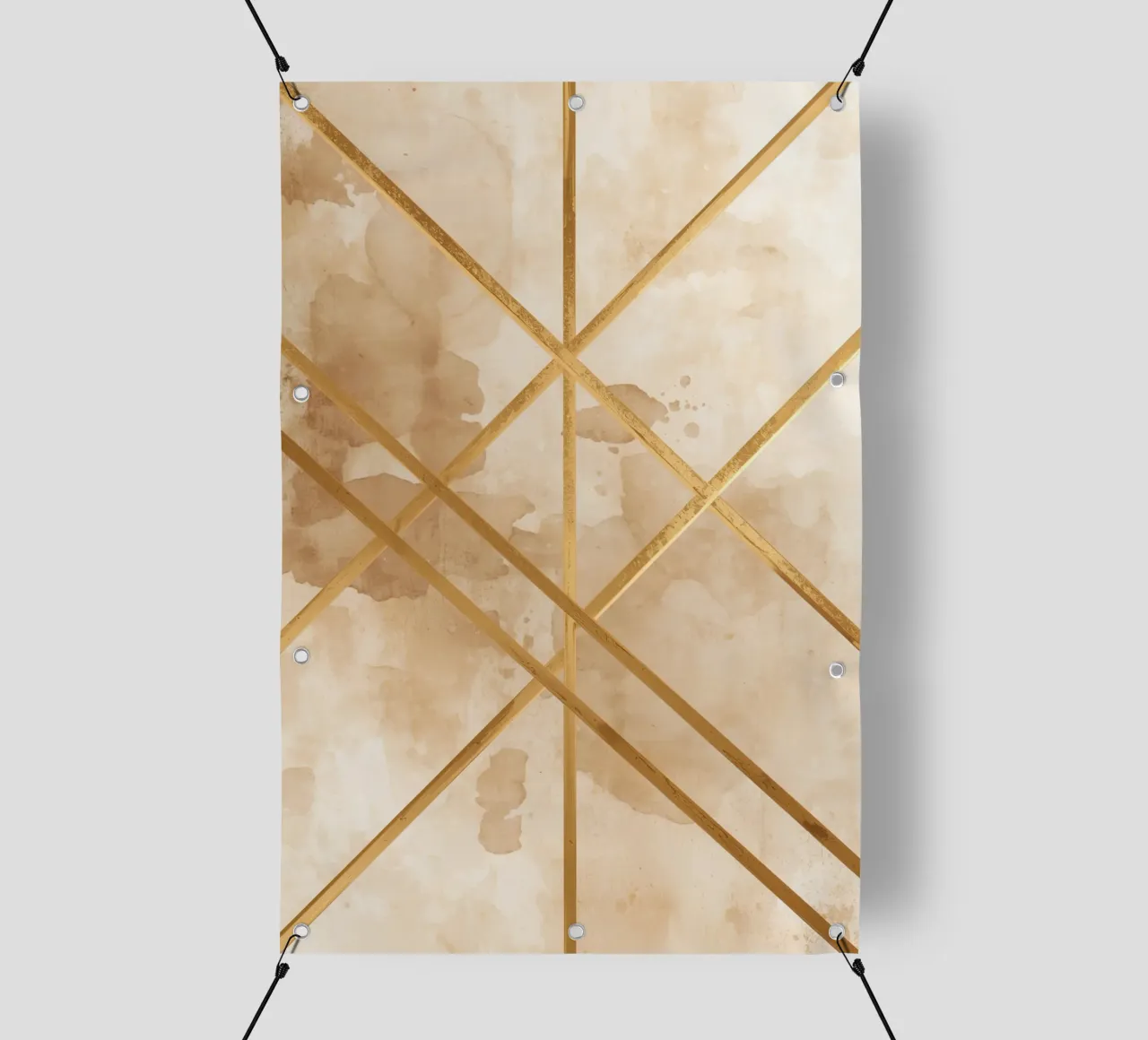 Gold Geometric Pattern on Textured Brown Background telo in pvc da DesignDoodle