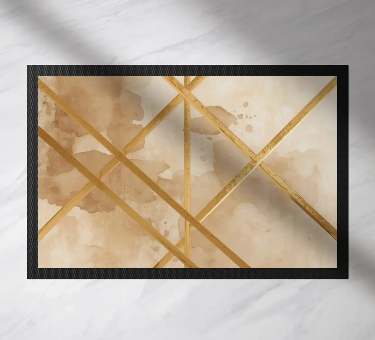 Gold Geometric Pattern on Textured Brown Background zerbino da DesignDoodle