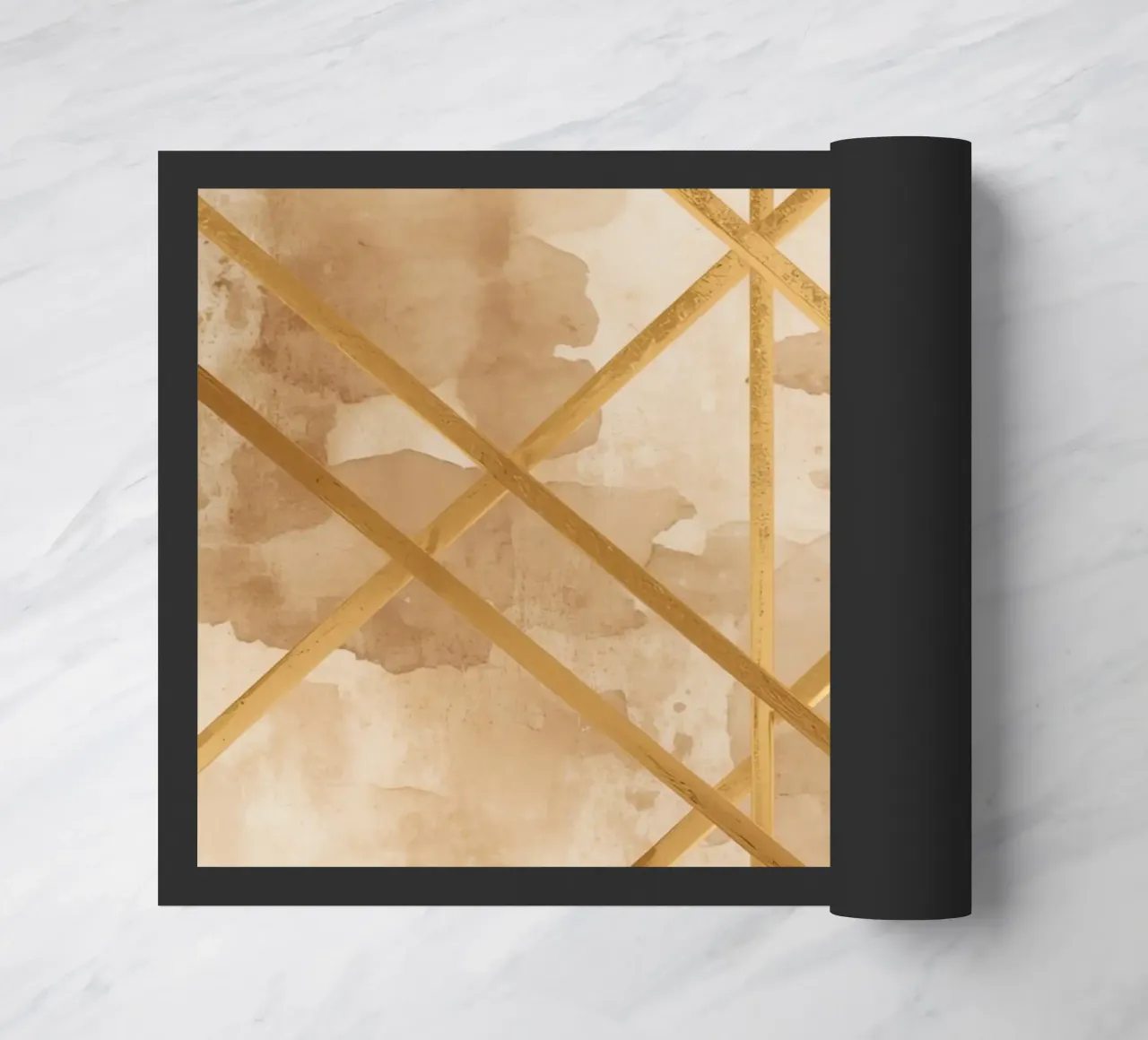 Gold Geometric Pattern on Textured Brown Background zerbino da DesignDoodle