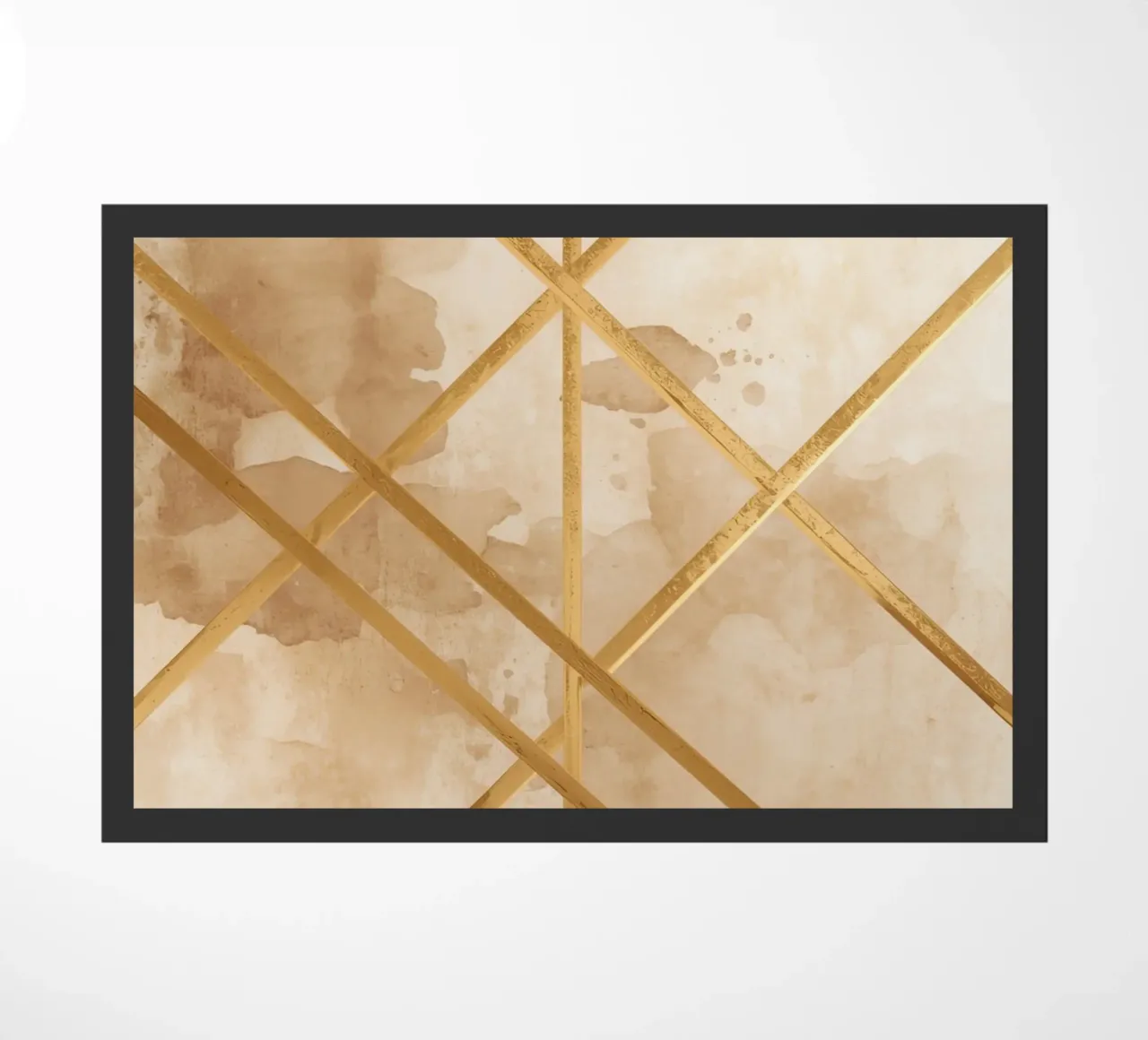 Gold Geometric Pattern on Textured Brown Background zerbino da DesignDoodle