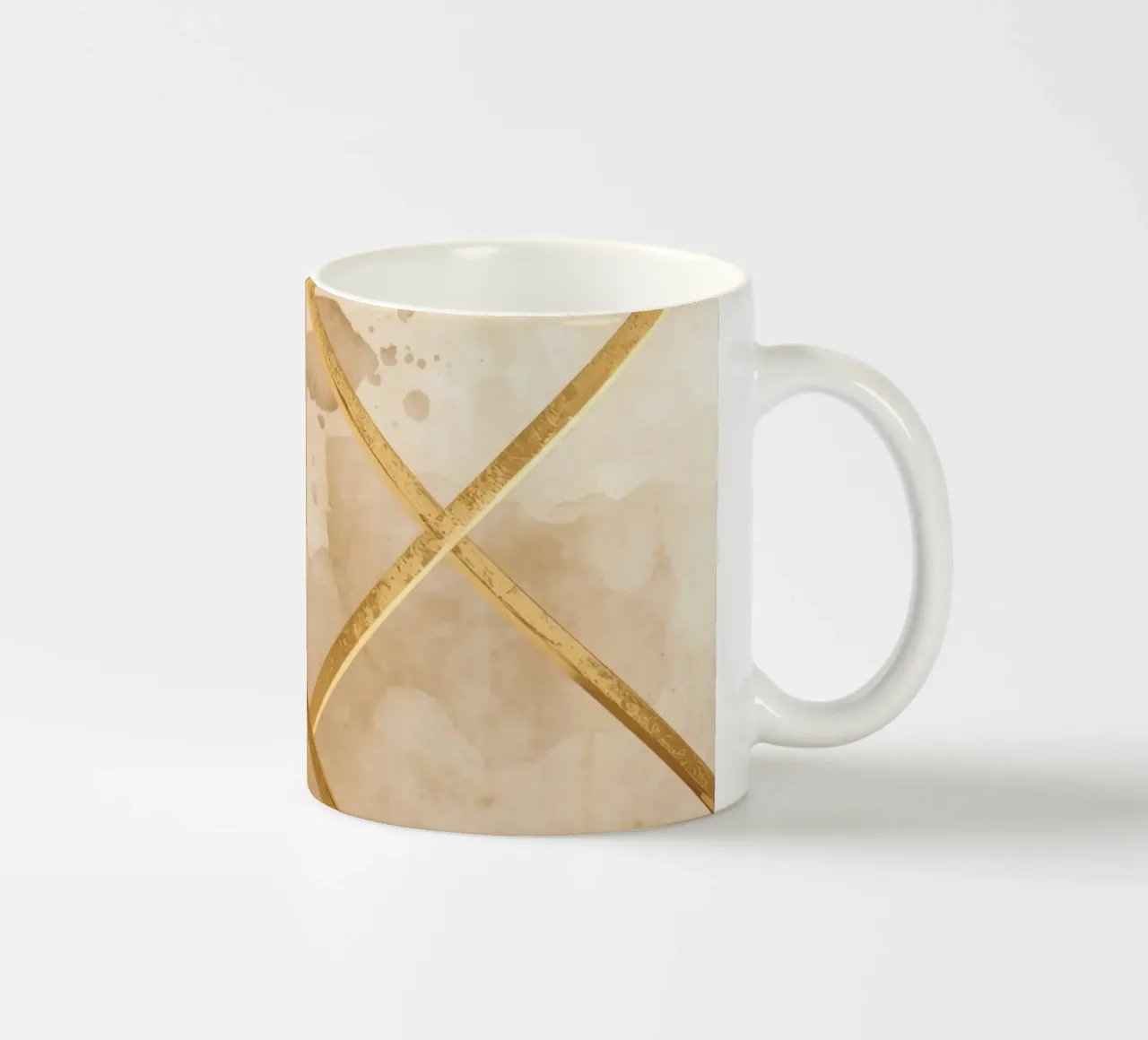 Gold Geometric Pattern on Textured Brown Background tazza in ceramica da DesignDoodle