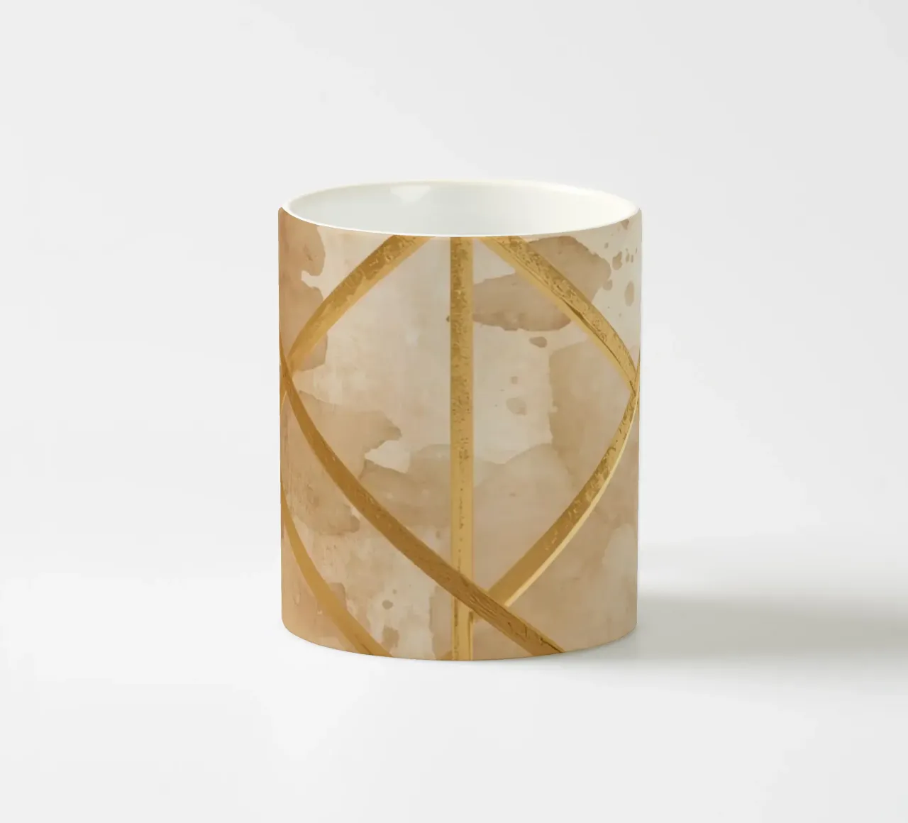 Gold Geometric Pattern on Textured Brown Background tazza in ceramica da DesignDoodle