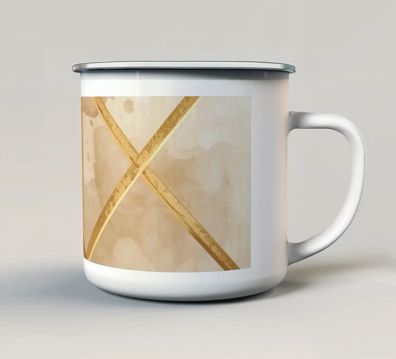 Gold Geometric Pattern on Textured Brown Background tazza in smalto da DesignDoodle