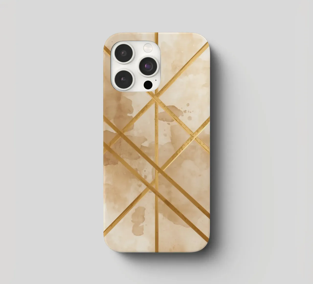 Gold Geometric Pattern on Textured Brown Background cover iphone da DesignDoodle