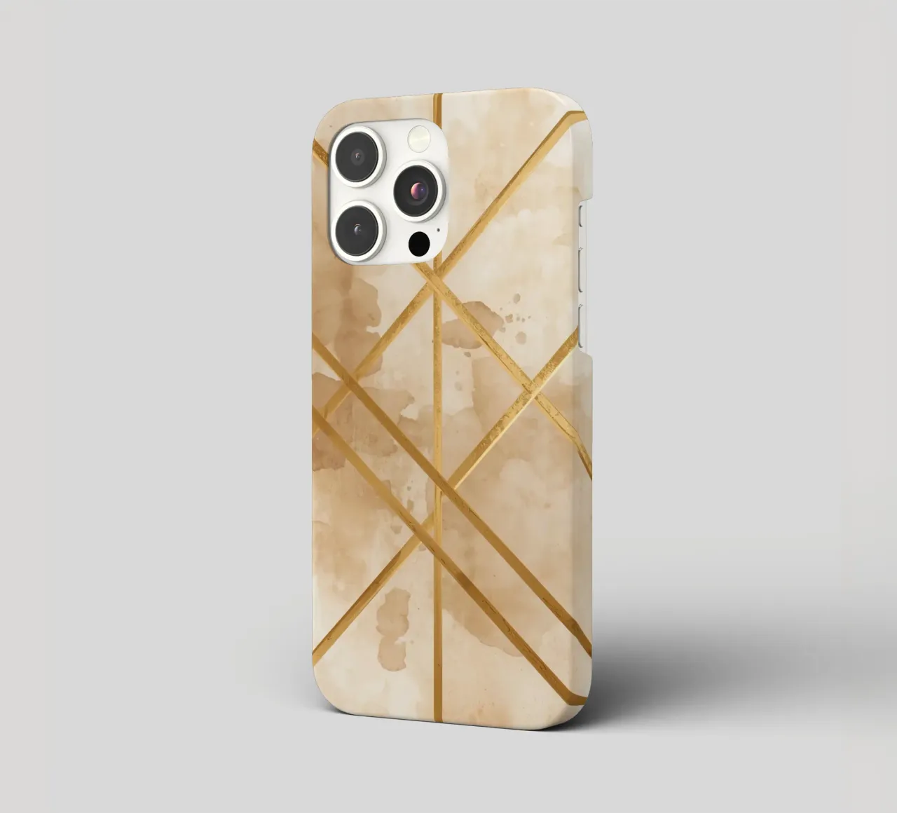 Gold Geometric Pattern on Textured Brown Background cover iphone da DesignDoodle