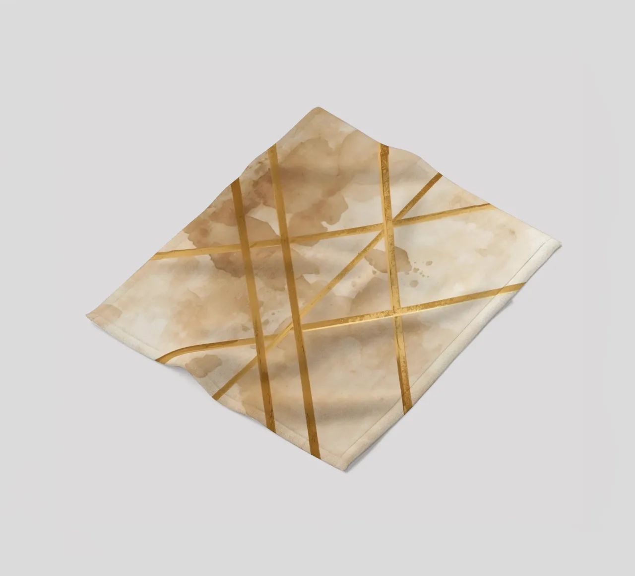 Gold Geometric Pattern on Textured Brown Background coperta in pile da DesignDoodle