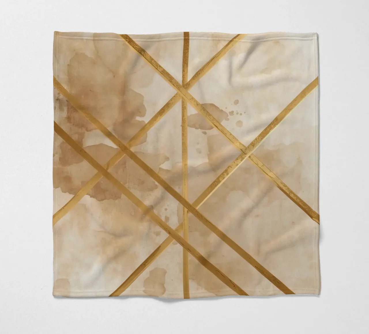 Gold Geometric Pattern on Textured Brown Background coperta in pile da DesignDoodle