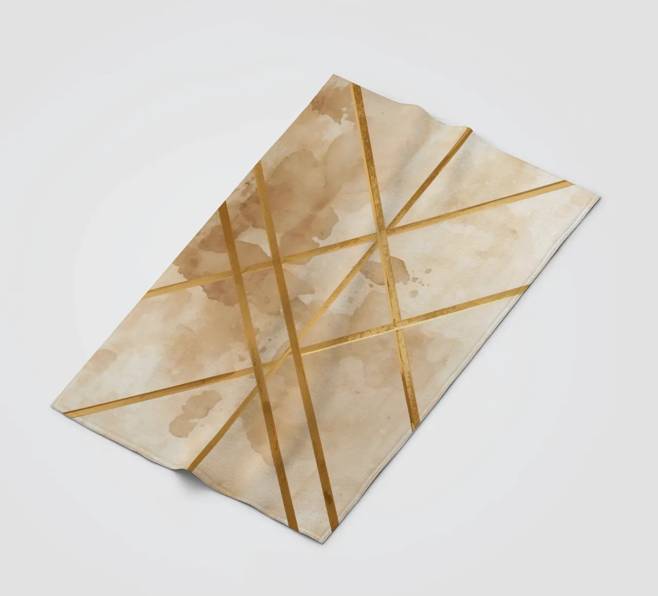 Gold Geometric Pattern on Textured Brown Background coperta in pile da DesignDoodle